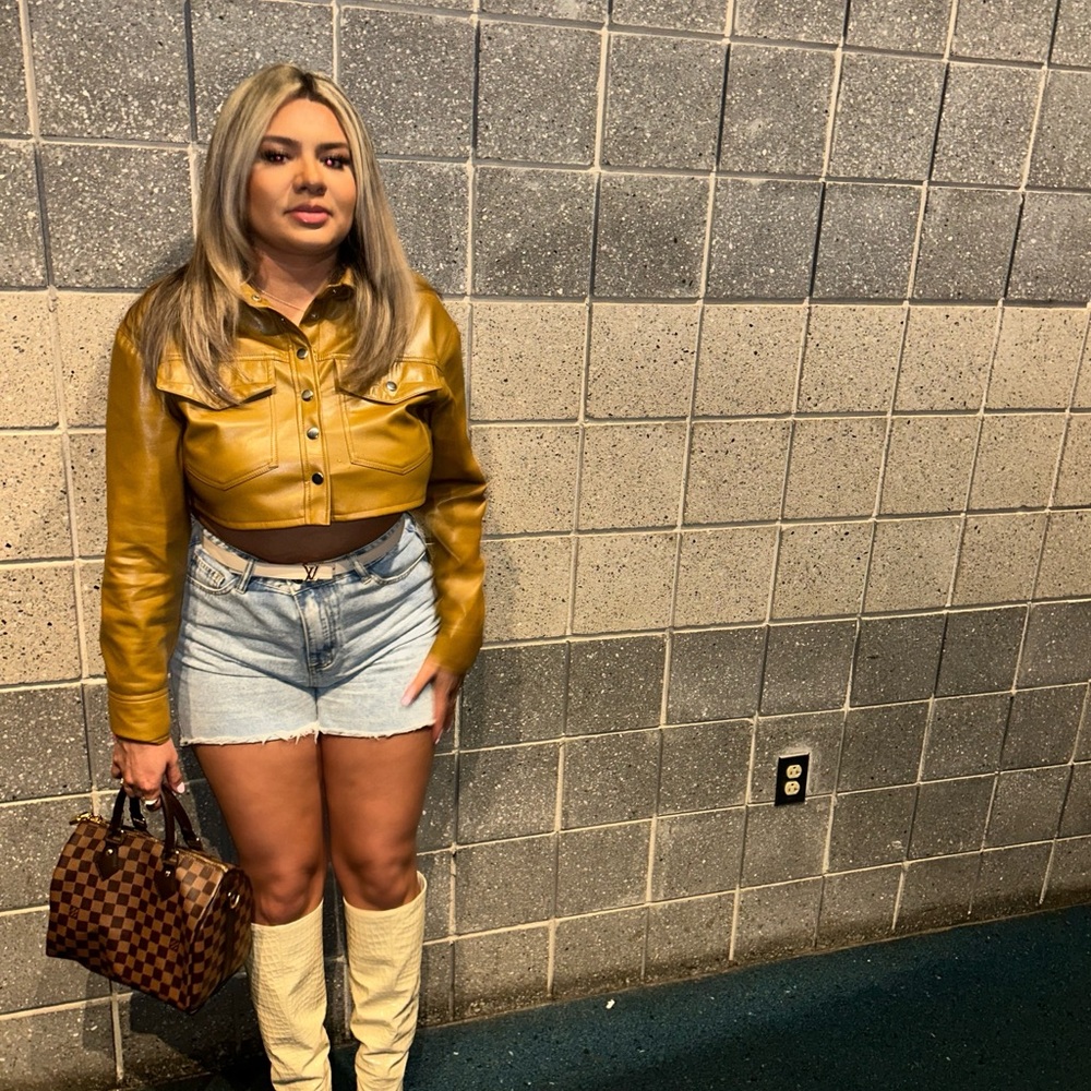 Mustard Leather Jacket top